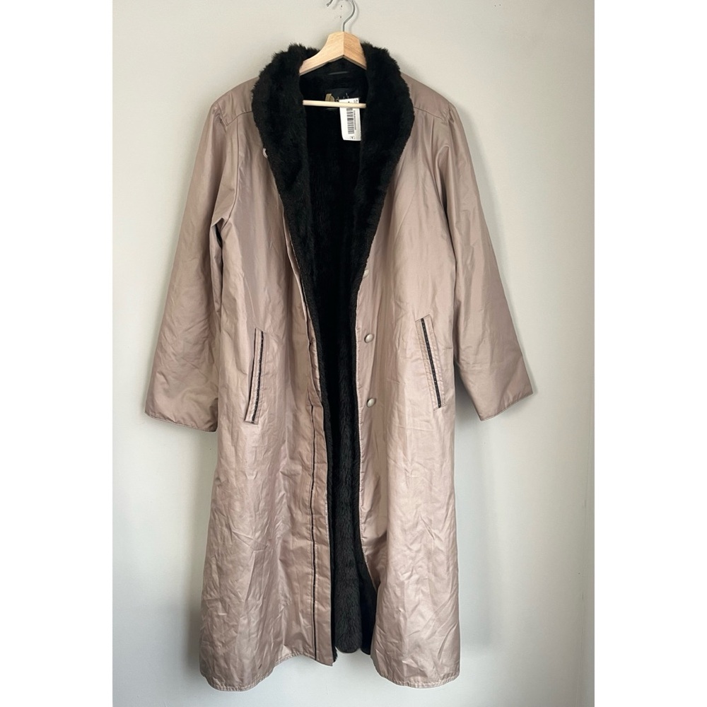 Vintage 1970s Claude Havrey Paris Fur Lined Trench Coat Size XL